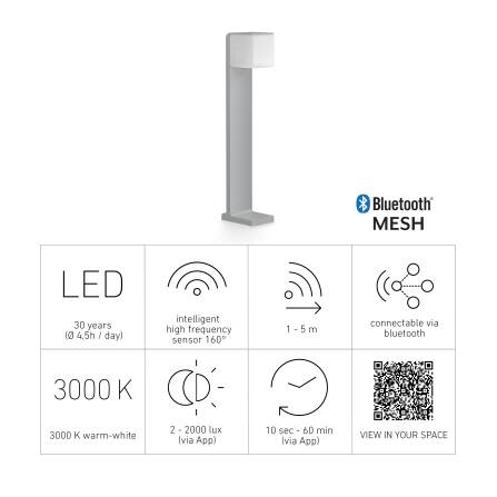 LED Außenleuchte | GL 80 SC | Silber | Sensor & Bluetooth