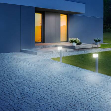 LED Außenleuchte | GL 80 SC | Silber | Sensor & Bluetooth