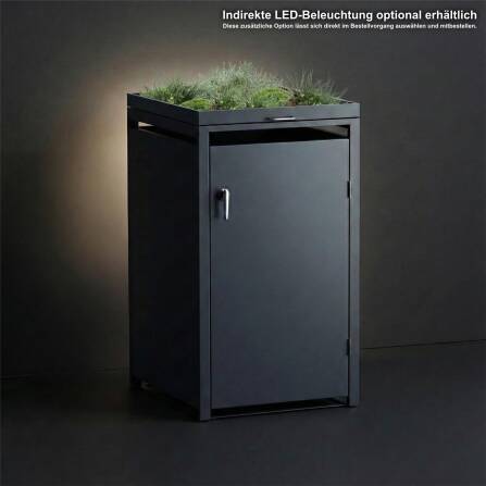 Metzler Cache-poubelle avec Toît Végétal | Cache indivividuelle | Massif et inoxydable | 240l | RAL7016 Gris Anthracite mat