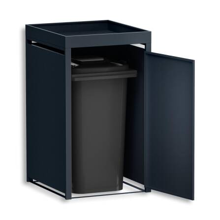 Metzler Cache-poubelle avec Toît Végétal | Cache indivividuelle | Massif et inoxydable | 240l | RAL7016 Gris Anthracite mat