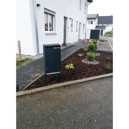 Metzler cassetta pacchi, massiccia e inox con supporto, RAL7016 Grigio Antracite opaco, | Avalon 3