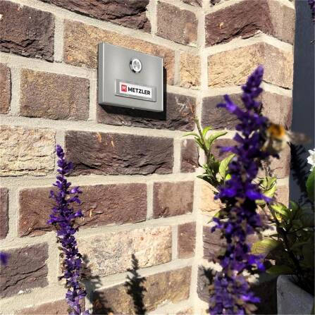 Metzler Sonnette saillie aluminium gris Plaque de mom échangeable | Abakos