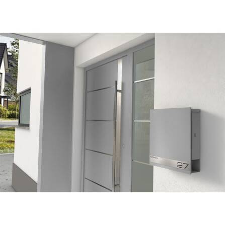 Metzler Briefkasten aus hochwertigem Stahl pulverbeschichtet | personalisiert mit Gravur | Grau | Lepo 1