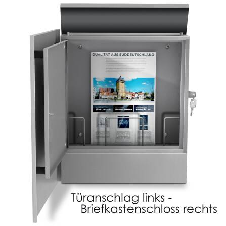 Metzler Briefkasten aus hochwertigem Stahl pulverbeschichtet | personalisiert mit Gravur | Grau | Lepo 1
