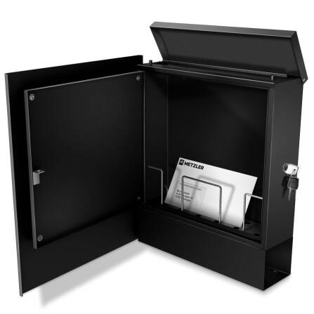 Metzler Briefkasten aus hochwertigem Stahl pulverbeschichtet | personalisiert mit Gravur | Schwarz | Lepo 1