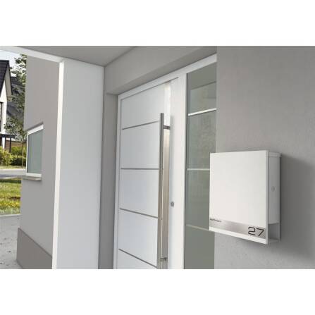 Metzler Briefkasten aus hochwertigem Stahl pulverbeschichtet | personalisiert mit Gravur | Weiß | Lepo 1