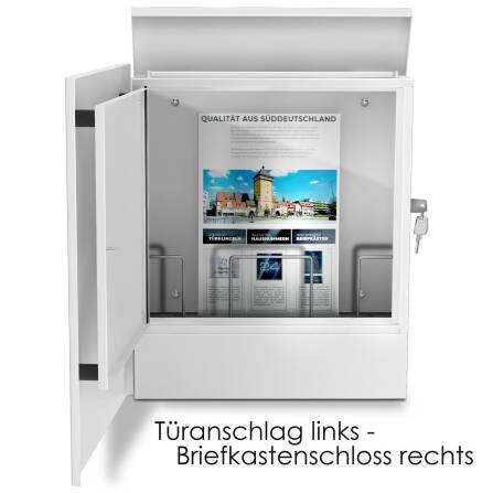 Metzler Briefkasten aus hochwertigem Stahl pulverbeschichtet | personalisiert mit Gravur | Weiß | Lepo 1