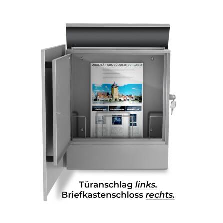 Metzler Briefkasten aus hochwertigem Stahl pulverbeschichtet | Grau | Lepo