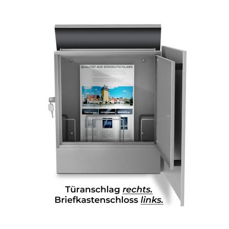 Metzler Briefkasten aus hochwertigem Stahl pulverbeschichtet | Grau | Lepo