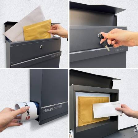 Metzler Briefkasten in RAL9007 Graualuminium Lasergravur | Hermann