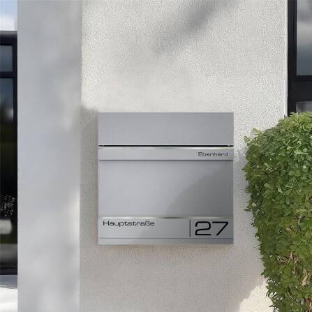 Metzler Briefkasten in RAL9007 Graualuminium Lasergravur | Hermann