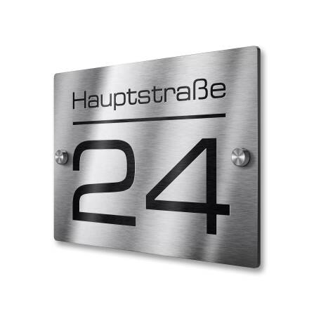 Hausnummernschild aus V2A Edelstahl