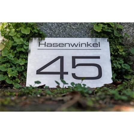 Hausnummernschild aus V2A Edelstahl
