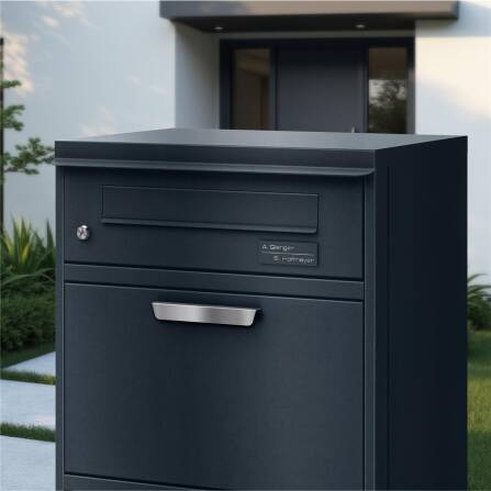 Metzler Namensschild | Briefkastenschild Edelstahl in Anthrazit | Lasergravur