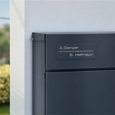 Metzler Namensschild | Briefkastenschild Edelstahl in Anthrazit | Lasergravur