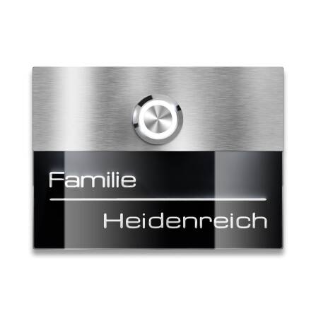 Metzler Türklingel Edelstahl Schwarz 3D-Namensgravur...