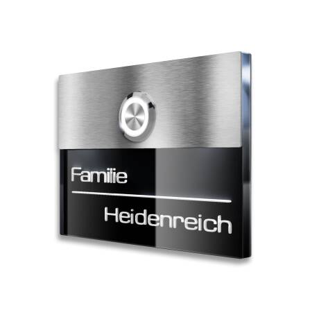 Metzler Türklingel Edelstahl Schwarz 3D-Namensgravur...