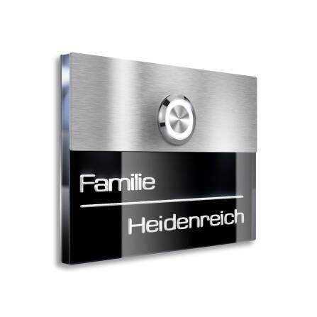 Metzler Türklingel Edelstahl Schwarz 3D-Namensgravur + LED-Taster optional | Sena