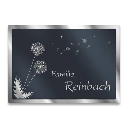 Namensschild Pusteblume aus Edelstahl in Anthrazit | 16 x...