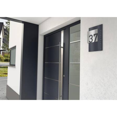 Metzler Design Hausnummernschild | RAL 7016 Anthrazitgrau | 21 x 30 cm | Steiner