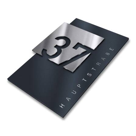 Metzler Design Hausnummernschild | RAL 7016 Anthrazitgrau | 21 x 30 cm | Steiner