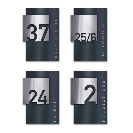 Metzler Design Hausnummernschild | RAL 7016 Anthrazitgrau | 21 x 30 cm | Steiner