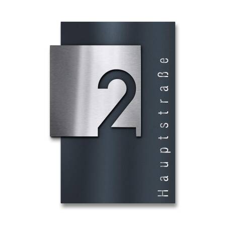 Metzler Design Hausnummernschild | RAL 7016 Anthrazitgrau | 21 x 30 cm | Steiner