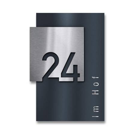 Metzler Design Hausnummernschild | RAL 7016 Anthrazitgrau | 21 x 30 cm | Steiner