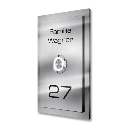 Metzler Klingelschild Edelstahl Gravur + LED-Taster |...