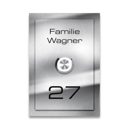 Metzler Klingelschild Edelstahl Gravur + LED-Taster |...