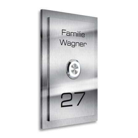 Metzler Klingelschild Edelstahl Gravur + LED-Taster | Decker XL