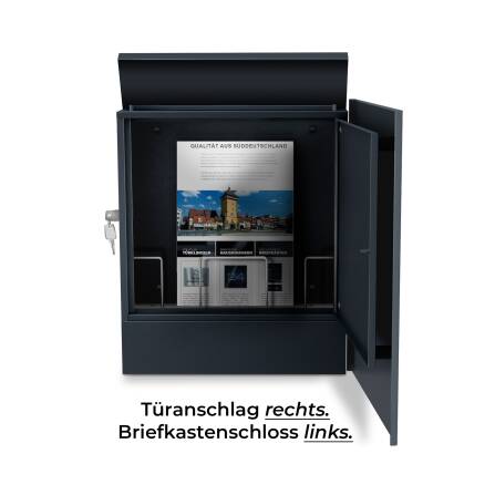 Metzler Briefkasten aus hochwertigem Stahl pulverbeschichtet | RAL 7016 Anthrazit | Lepo