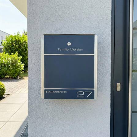 Metzler Briefkasten aus Edelstahl | personalisiert mit Gravur | Zeitungsfach optional | Moris