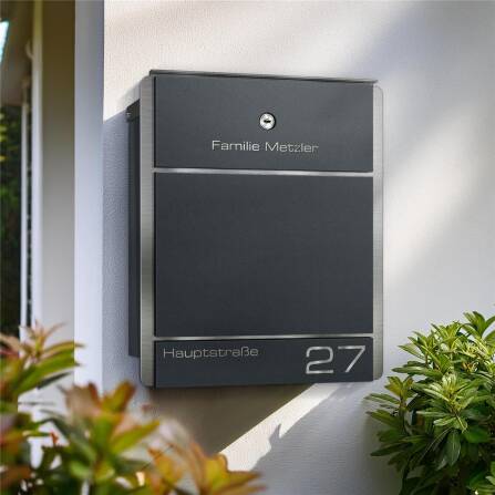 Metzler Briefkasten aus Edelstahl | personalisiert mit Gravur | Zeitungsfach optional | Moris