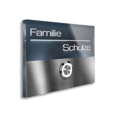 Metzler Türklingel aus Edelstahl LED-3D-Namensschild...
