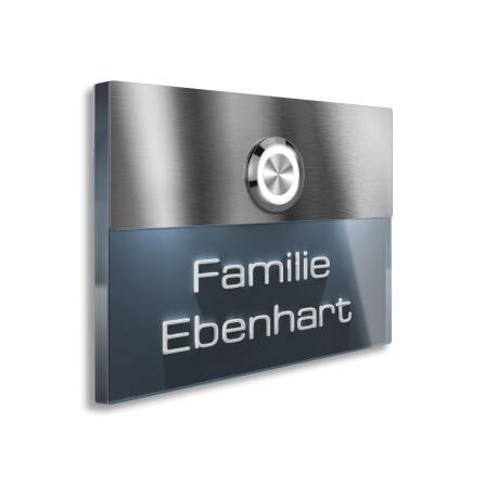 Metzler Türklingel Edelstahl mit 3D-Namensgravur + LED-Taster optional | Sena