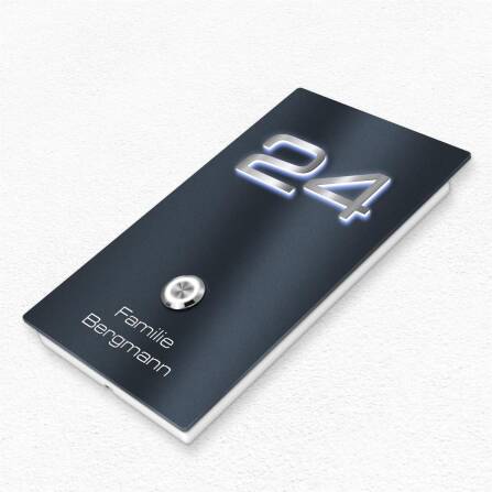 Metzler Türklingel Aufputz mit Gravur 3D-LED-Hausnummer | Gala