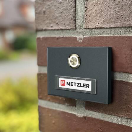 Metzler Türklingel Aufputz mit austauschbarem Namensschild | Abakos