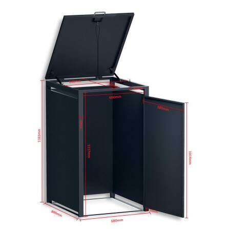 Metzler Cache-poubelle | inoxydable et massif | Effet de Bois | 240l | RAL7016 Gris Anhracite