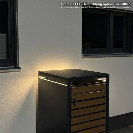 Metzler Cache-poubelle | inoxydable et massif | Effet de Bois | 240l | RAL7016 Gris Anhracite