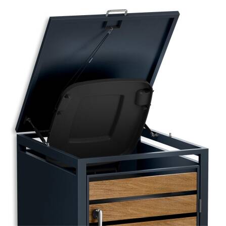 Metzler Cache-poubelle | inoxydable et massif | Effet de Bois | 240l | RAL7016 Gris Anhracite