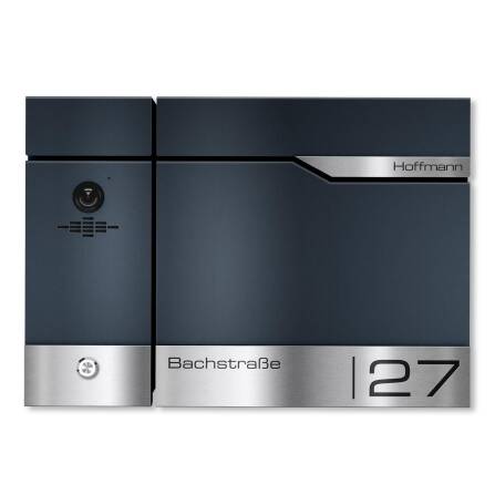 Metzler Briefkasten rostfrei und massiv, RAL7016 Anthrazitgrau mit Videosprechanlage VDM10 2.0, Modell Siebert