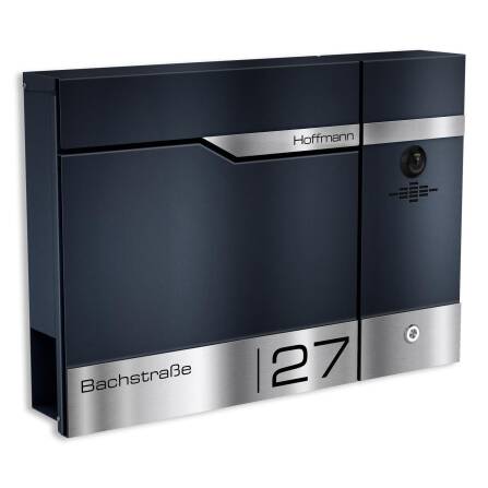 Metzler Briefkasten rostfrei und massiv, RAL7016 Anthrazitgrau mit Videosprechanlage VDM10 2.0, Modell Siebert