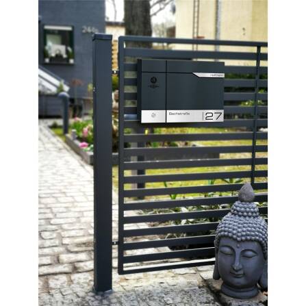 Metzler Briefkasten rostfrei und massiv, RAL7016 Anthrazitgrau mit Videosprechanlage VDM10 2.0, Modell Siebert