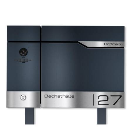 Metzler Standbriefkasten rostfrei und massiv, RAL7016 Anthrazitgrau mit Videosprechanlage VDM10 2.0, Modell Siebert