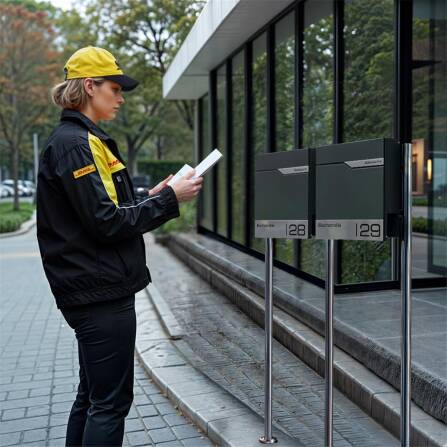 Metzler Edelstahl Standbriefkasten Mehrfamilienhaus Anthrazit RAL 7016 Lasergravur | Siebert