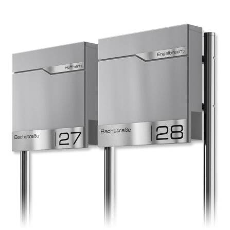 Metzler Cassetta Postale Stand Inox Per Case Plurifamiliari Alluminio Grigio RAL 9007 Incisione Laser | Siebert