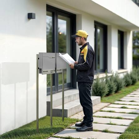 Metzler Cassetta Postale Stand Inox Per Case Plurifamiliari Alluminio Grigio RAL 9007 Incisione Laser | Siebert