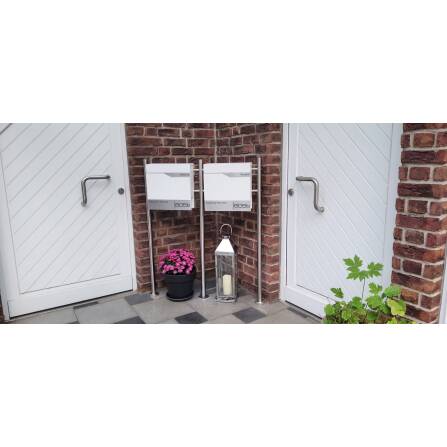 Metzler Edelstahl Standbriefkasten Mehrfamilienhaus Verkehrsweiß RAL 9016 Lasergravur | Siebert