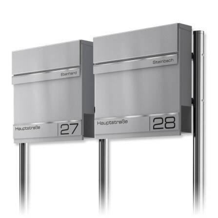 Metzler Boîte aux Lettres Support Immeuble Collectif Aluminium Gris RAL 9007 Gravure Laser | Hermann